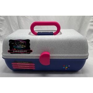 Vintage Caboodles Make Up Storage‎ Organizer Hard Case Mirror 2622 Gray Purple
